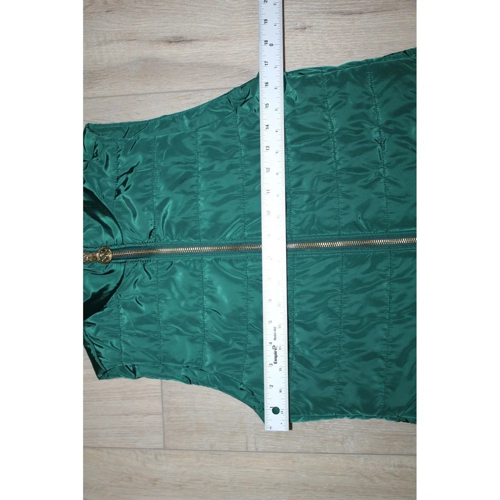 Michael Kors Women's Emerald Green Quilted Puffer Vest Gold Hardware XS Preppy